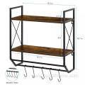 Wall Mounted 2-Layer Bathroom Shelf with Towel Bar